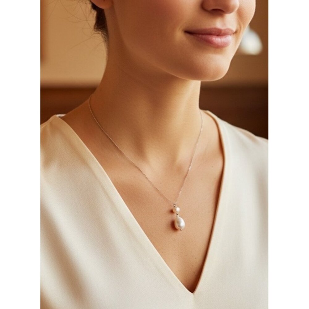 VTG Helzberg HDS 925 Sterling Silver Freshwater Pearl Drop Dainty Minimalist